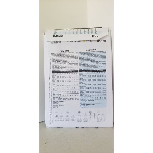 Butterick Skirt Pants Sewing Pattern B5330 UNCUT Size 8-14 - Picture 10 of 10